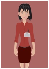 modern girl with identification card