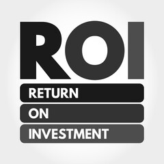 ROI - Return On Investment acronym, business concept background