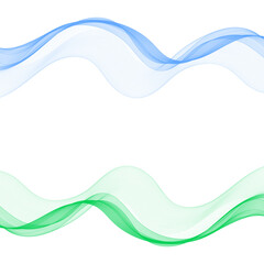 Set of colored waves. Green and blue lines. Abstract vector layout.eps 10