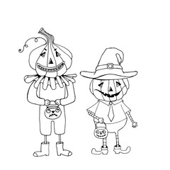 Mister Halloween character, Mister pumpkin on a white background.