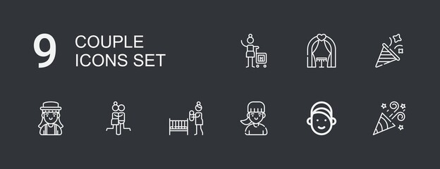 Editable 9 couple icons for web and mobile