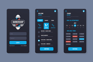 Barbershop mobile application template for smartphone