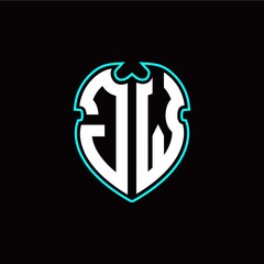 J W Initial logo design with a shield shape