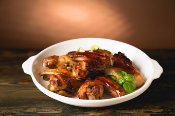 Serving of fried chicken wings
