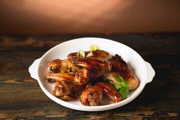 Serving of fried chicken wings