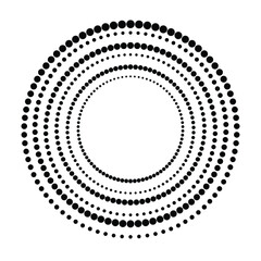 Halftone dots in circle form. round logo . vector dotted frame . design element