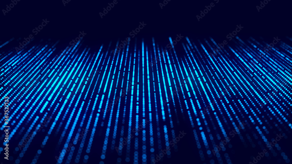 Aufkleber Big data visualization 3D. Technology wave. Analytics representation. Digital background. 3d rendering.