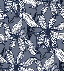 Abstract hand dtawn floral template set. Leaf and flower art for pattern, background, fabric, t-shirt design.