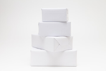 A group of white gift box on white background