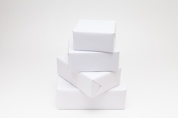 A group of white gift box on white background
