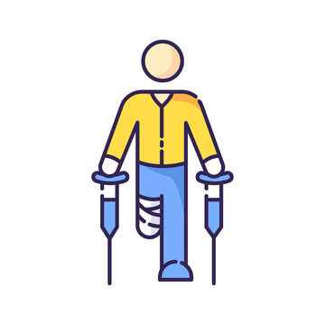 injured person using crutches clip art preview