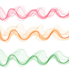 Set of abstract colored waves. Red, pink, blue waves.eps 10