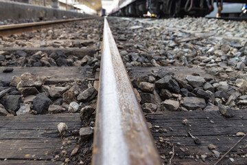 Iron rusty Railway tracks railroad for Trains