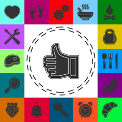 approved sign - hand thumb up icon - vector like, social media symbol