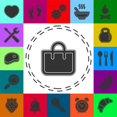 shopping icon, vector fashion bag illustration isolated - mall store sale
