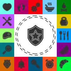 vector security shield with star emblem- protection and safety sign, shield icon