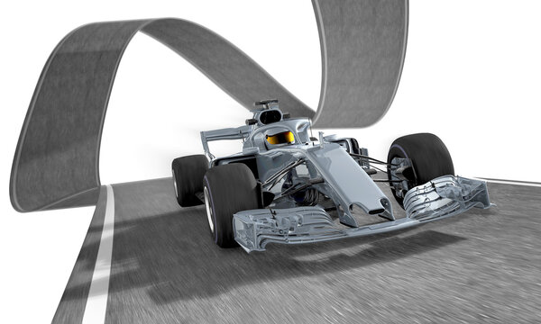silver f1 racecar on a wired track 2