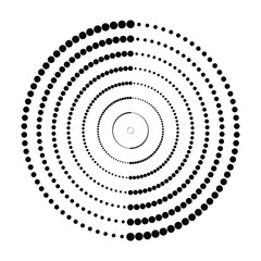 Halftone dots in circle form. round logo . vector dotted frame . design element