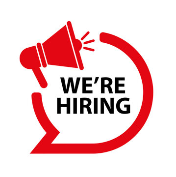 we are hiring sign on white background