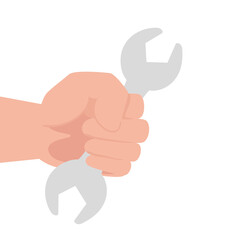hand with wrench tool construction, on white background vector illustration design