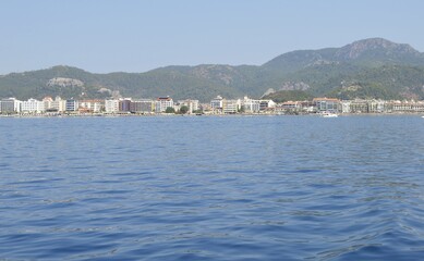 Obraz premium Turkey. Marmaris. Mediterranean coast. Walk on a yacht on the sea.