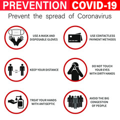 Infographics of coronavirus prevention banner template. Wash your hands, do not touch your face, disinfect and stay at home. Outbreak of influenza, the risk to the health of the population, covid-19. 