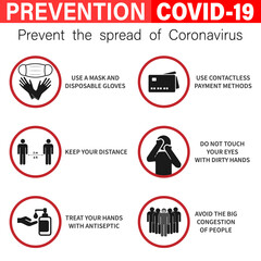 Infographics of coronavirus prevention banner template. Wash your hands, do not touch your face, disinfect and stay at home. Outbreak of influenza, the risk to the health of the population, covid-19. 