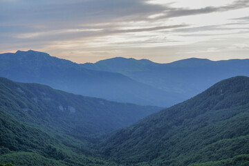 Obraz premium a landscape in sunrise in the mountains