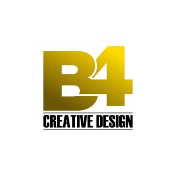 Letter B4 simple monogram logo design vector