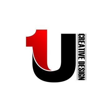 Letter 1U simple logo icon design vector