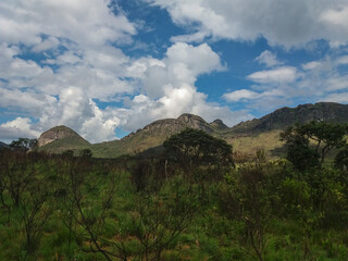 Fototapeta na wymiar View of the mountains in Serra do Caraça Region in Brazil.