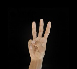 hand on black background