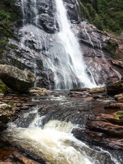 Beautiful waterfall in a wild region of Brazil inside national park Serra do Gandarela.