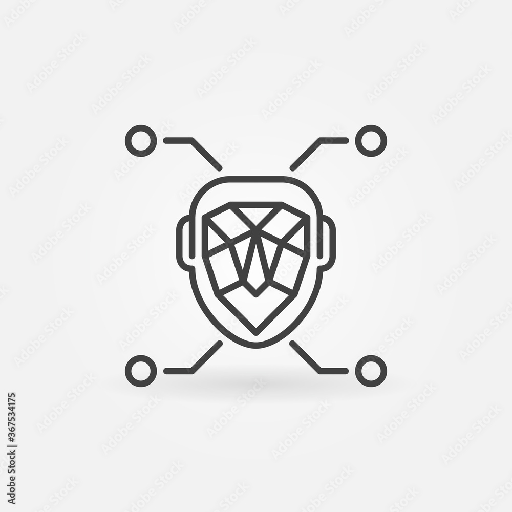 Poster face recognition or detection linear vector concept icon or logo element