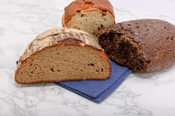 Sliced loaf of bread on a table