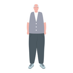 cute old man standing, grandfather standing on white background vector illustration design