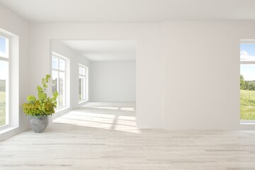 Fototapeta premium White empty room. Scandinavian interior design. 3D illustration