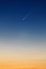 Comet NEOWISE in the sunset summer sky