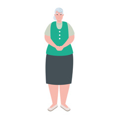 cute old woman standing, grandmother standing on white background vector illustration design
