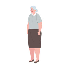 cute old woman standing, grandmother standing on white background vector illustration design