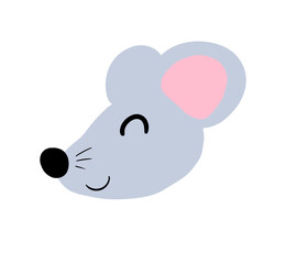 Cartoon Stylized Adorable Happy Mouse Emoticon
