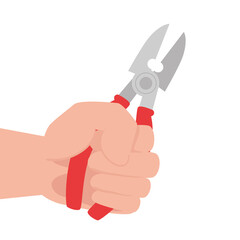 hand with pliers tool construction, on white background vector illustration design