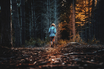 Girl Walking In a Forest.