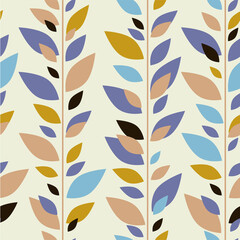 Vector illustration of seamless wallpaper with leaves, floral pattern, natural gentle shades