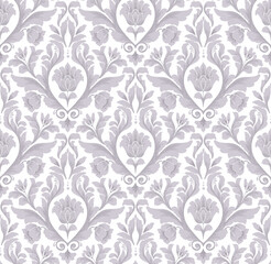 Damask seamless pattern element. Vector classical luxury old fashioned damask ornament, royal victorian seamless texture for wallpapers, textile, wrapping. Vintage exquisite floral baroque template.