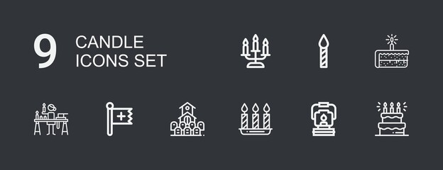 Editable 9 candle icons for web and mobile