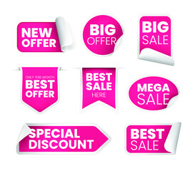 shadow, business, new, sticker, badge, label, icon, tag, product, 3d, real, realist, realistic, vector, sale, banner, shape, sign, price, promotion, discount, offer, round, text, pink, purple, violet,