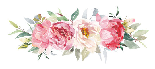 Watercolor flowers bouquet isolated on white background. © Андрей Осадчук