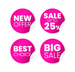 shadow, business, new, sticker, badge, label, icon, tag, product, 3d, real, realist, realistic, vector, sale, banner, shape, sign, price, promotion, discount, offer, round, text, pink, purple, violet,