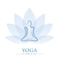 drawing yoga person sitting in a lotus pose meditation vector illustration EPS10